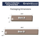 Lit plateforme à panneaux en bois massif de style Shaker, fini bois naturel.