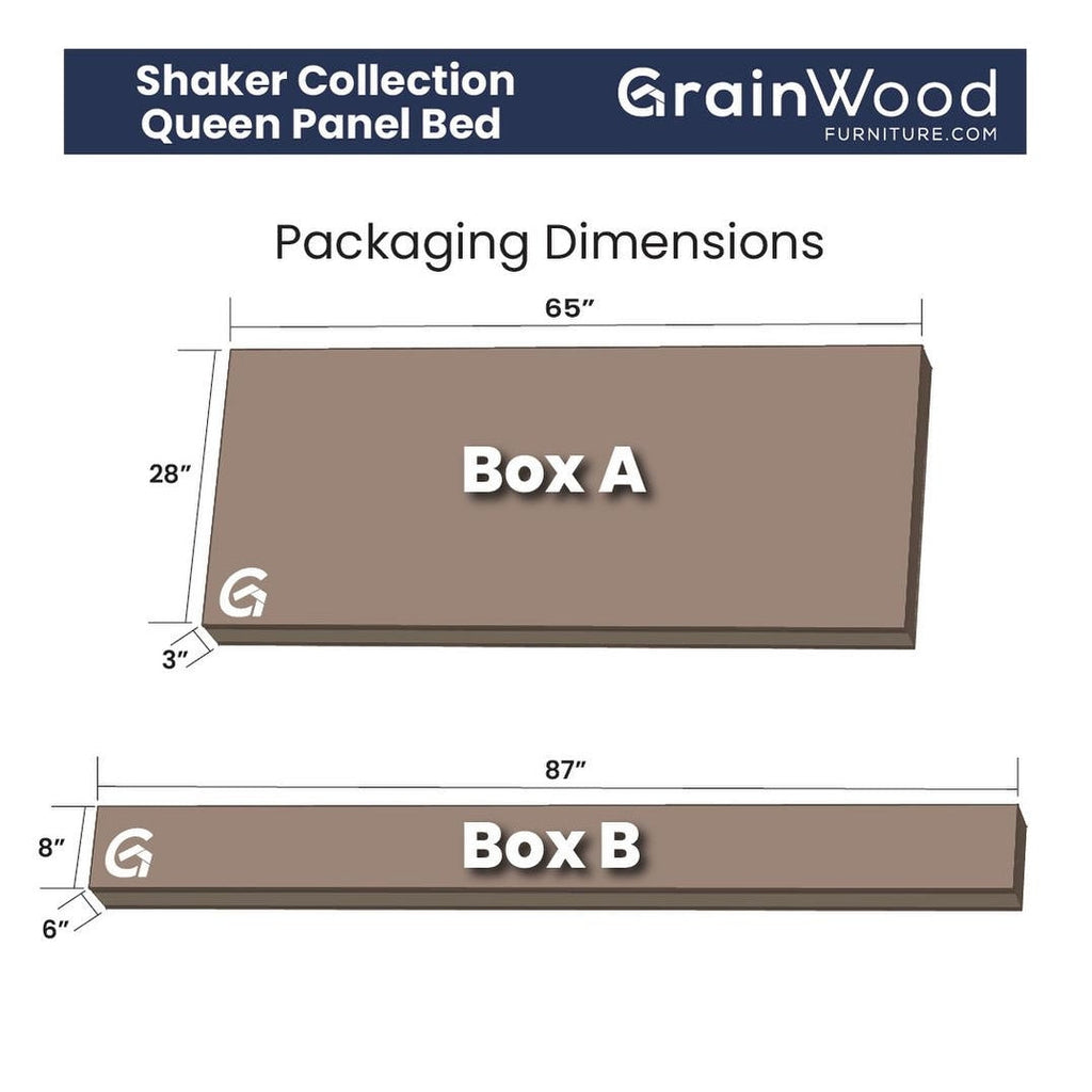 Lit plateforme à panneaux en bois massif de style Shaker, fini bois naturel.