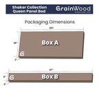 Lit plateforme à panneaux en bois massif de style Shaker, fini bois naturel.