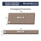 Lit plateforme à panneaux en bois massif de style Shaker, fini bois naturel.
