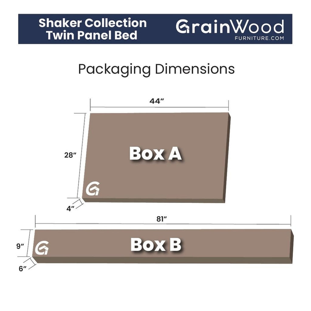 Lit plateforme à panneaux en bois massif de style Shaker, fini bois naturel.