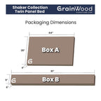 Lit plateforme à panneaux en bois massif de style Shaker, fini bois naturel.