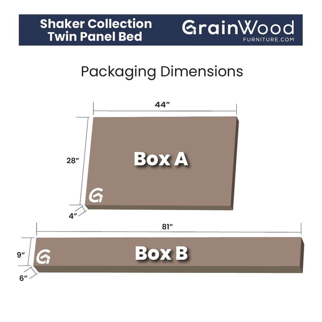 Lit plateforme à panneaux en bois massif de style Shaker, fini bois naturel.