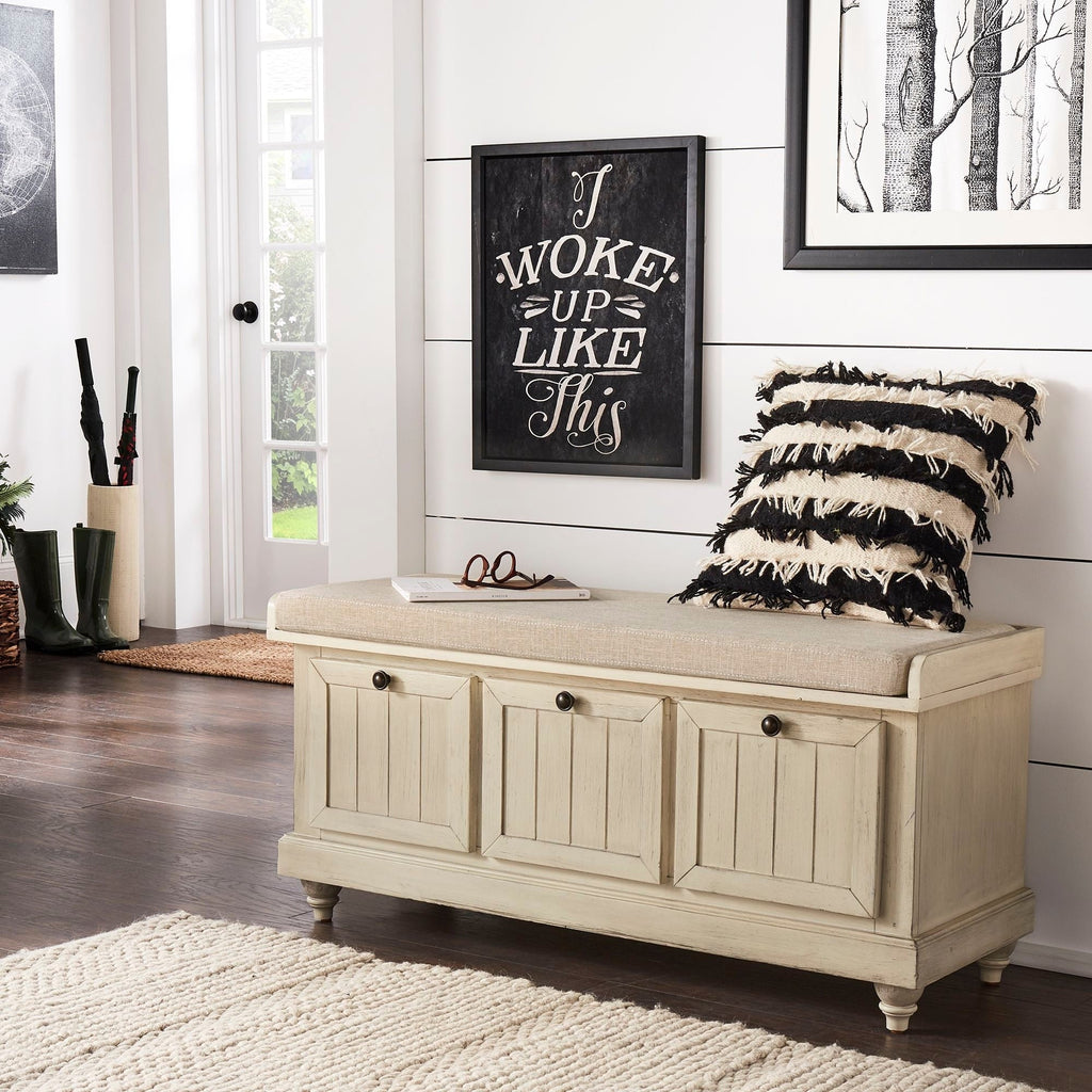 Banc de rangement Granger avec coussin de siège en lin par iNSPIRE Q Classic