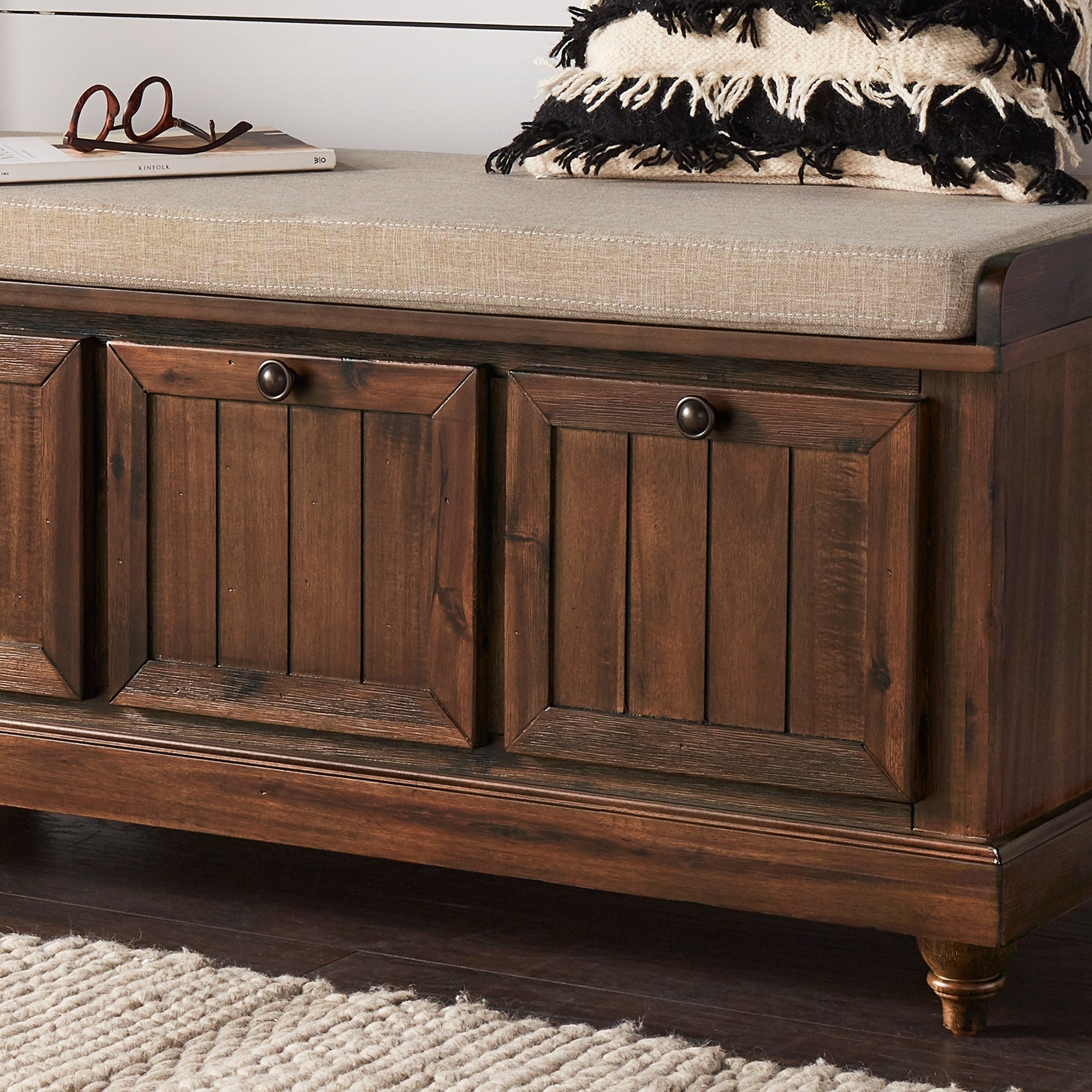 Banc de rangement Granger avec coussin de siège en lin par iNSPIRE Q Classic