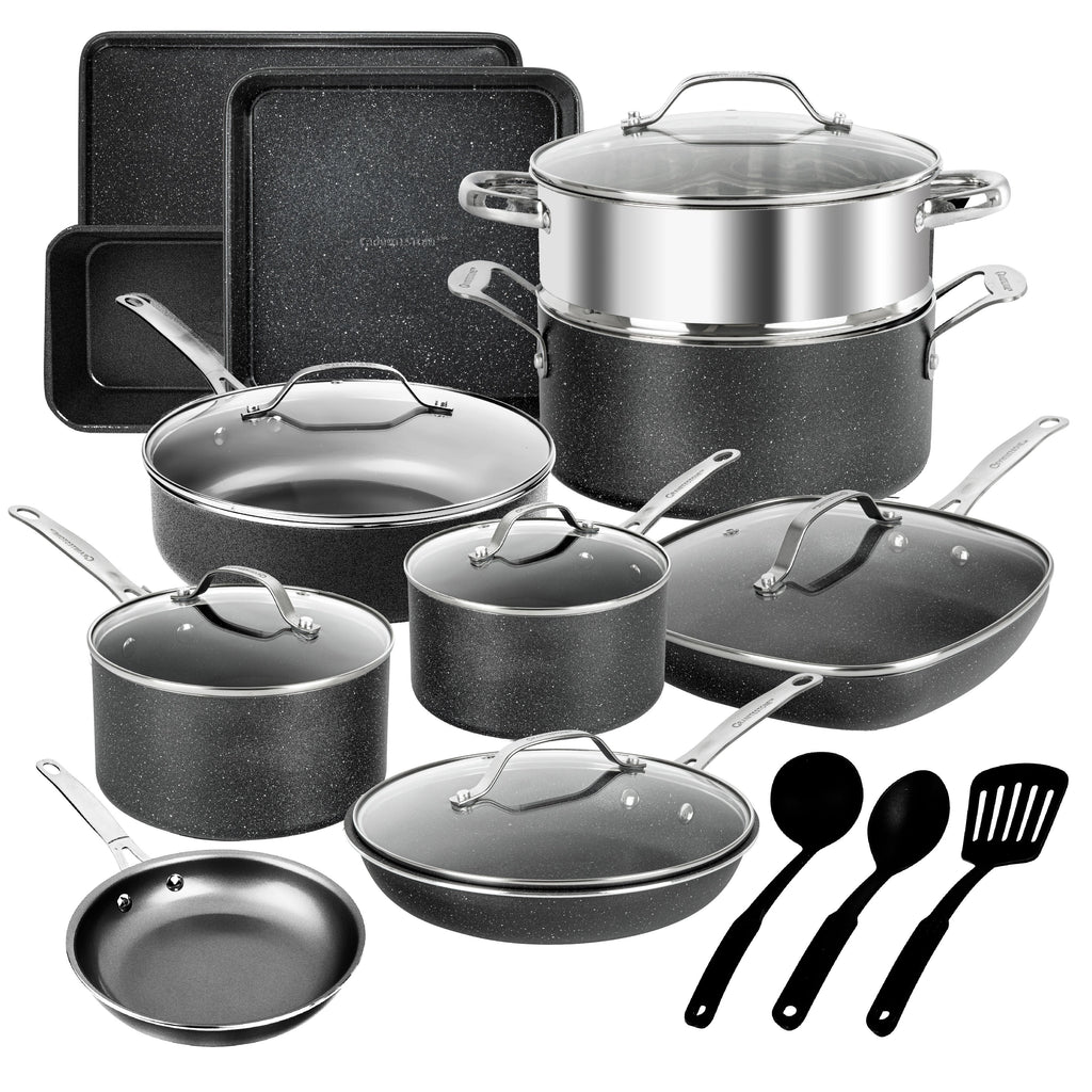 Ensemble de casseroles, poêles, ustensiles de cuisine et de pâtisserie antiadhésifs Granitestone 20 pièces