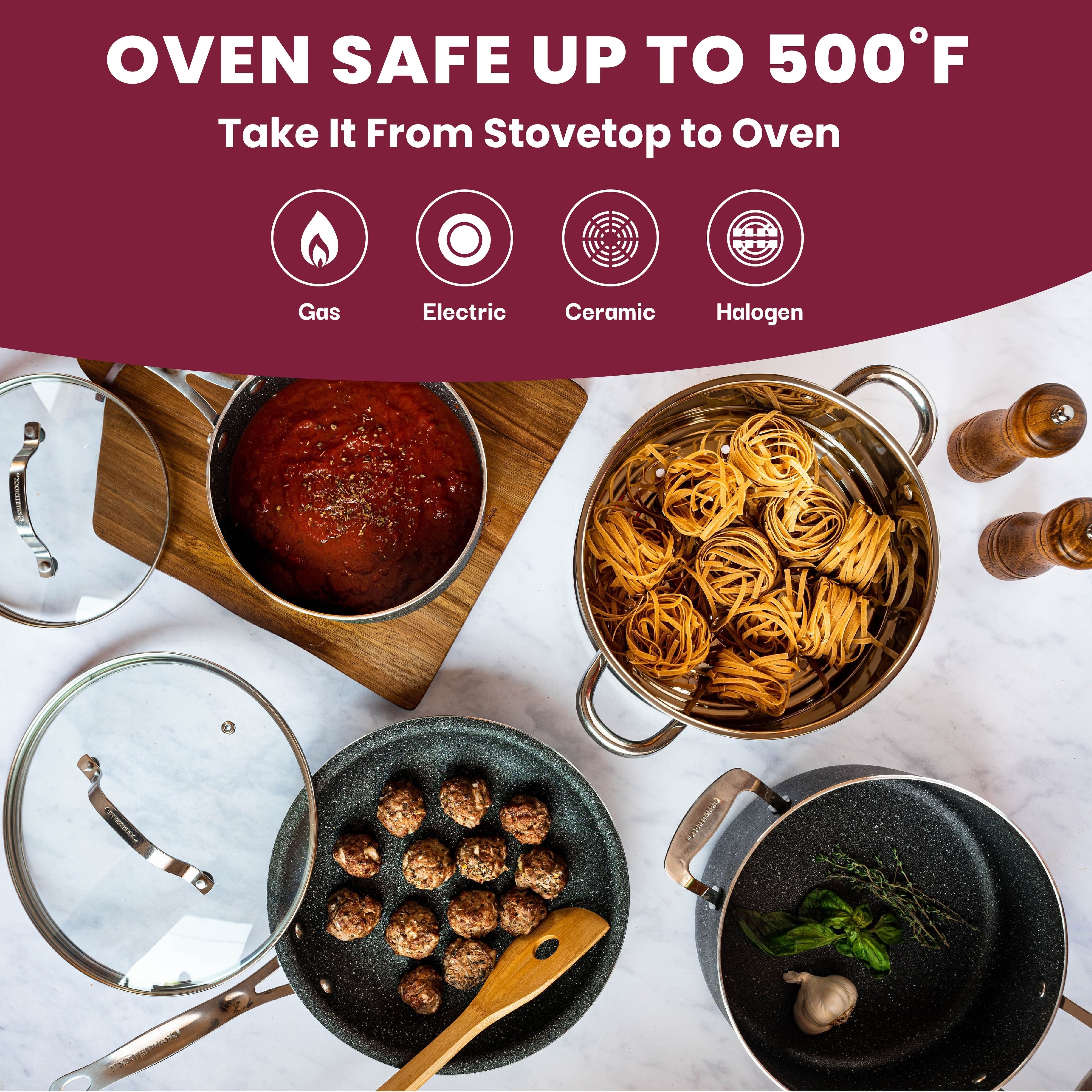 Ensemble de casseroles, poêles, ustensiles de cuisine et de pâtisserie antiadhésifs Granitestone 20 pièces