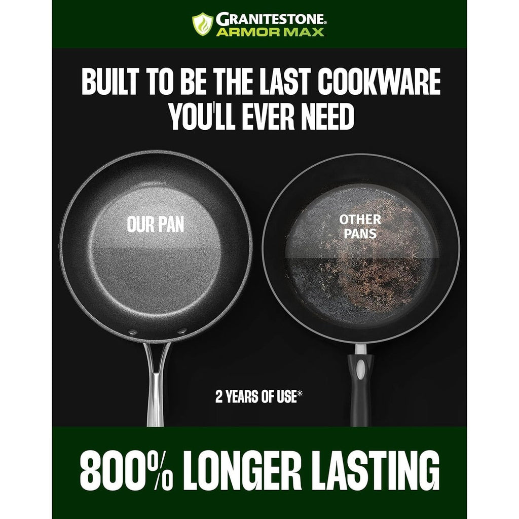 Ensemble de cuisine Granitestone Armor Max 14 pièces en acier anodisé dur.