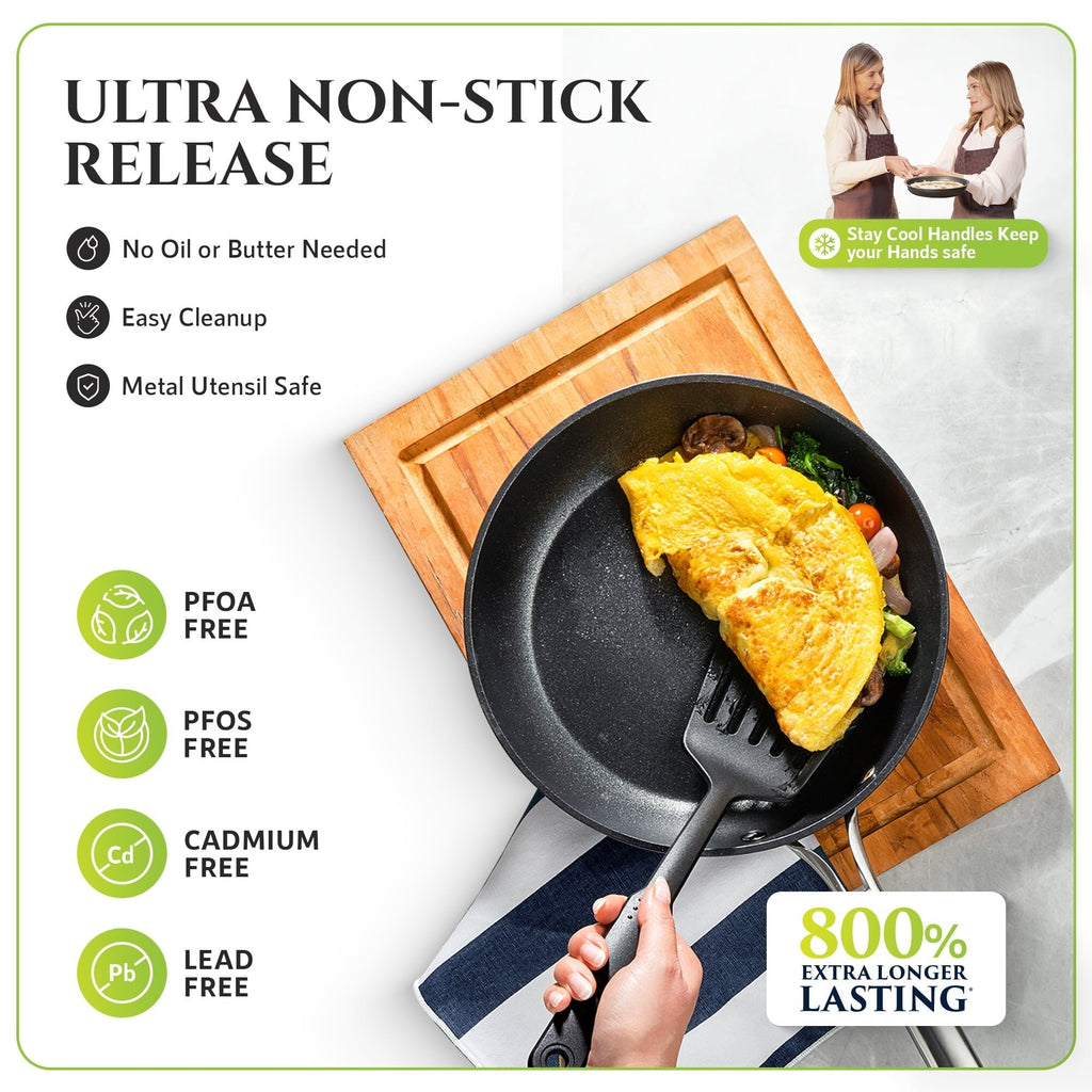 Ensemble de cuisine Granitestone Armor Max 14 pièces en acier anodisé dur.