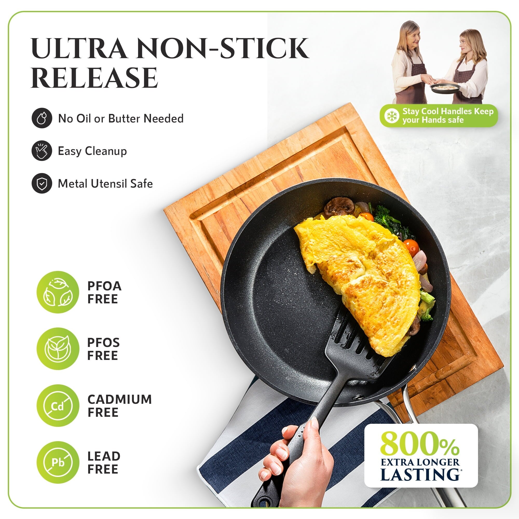 Ensemble de cuisine Granitestone Armor Max 14 pièces en acier anodisé dur.