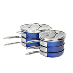 Ensemble de casseroles et poêles antiadhésives Granitestone Blue 15 pièces Stackmaster avec couvercles en verre