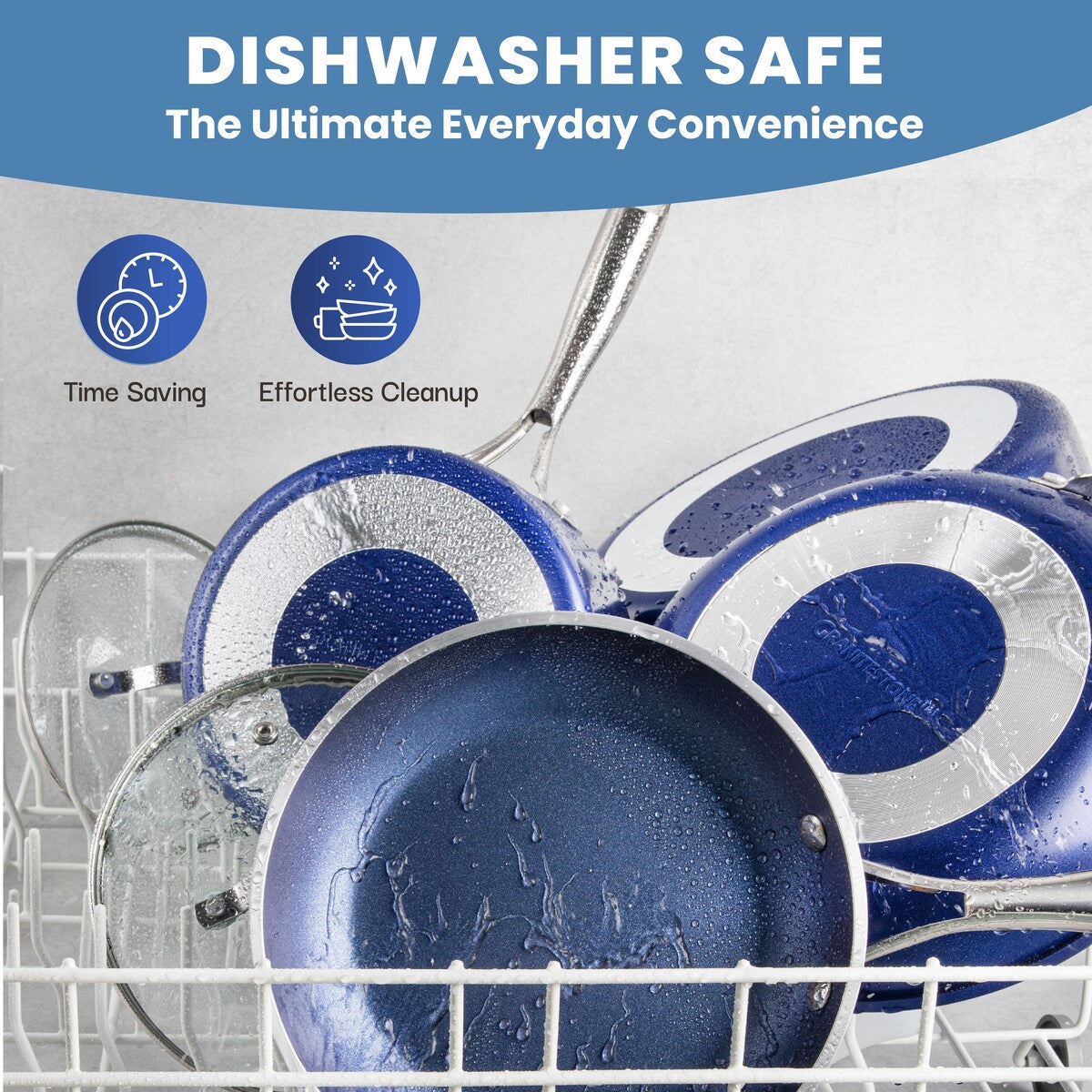 Ensemble de cuisine antiadhésif Granitestone bleu, 20 pièces