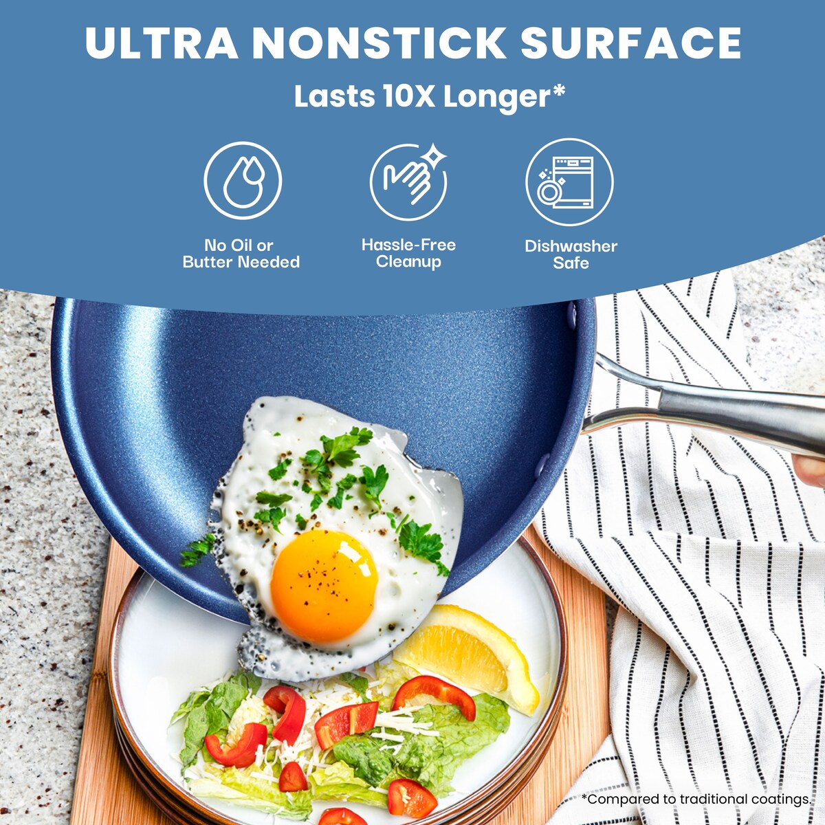 Ensemble de cuisine antiadhésif Granitestone bleu, 20 pièces