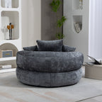 Pouf paresseux gris surdimensionné de 42,52 pouces en chenille avec trois coussins pour chambre à coucher