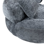 Pouf paresseux gris surdimensionné de 42,52 pouces en chenille avec trois coussins pour chambre à coucher