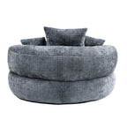 Pouf paresseux gris surdimensionné de 42,52 pouces en chenille avec trois coussins pour chambre à coucher