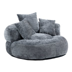 Pouf paresseux gris surdimensionné de 42,52 pouces en chenille avec trois coussins pour chambre à coucher