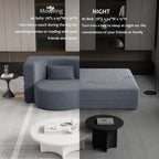 Canapé-lit convertible deux places en tissu Teddy gris 78, garni de mousse, avec 2 oreillers et matelas pliable pour salon