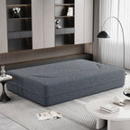 Canapé-lit convertible deux places en tissu Teddy gris 78, garni de mousse, avec 2 oreillers et matelas pliable pour salon