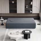 Canapé-lit convertible deux places en tissu Teddy gris 78, garni de mousse, avec 2 oreillers et matelas pliable pour salon