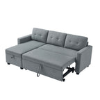 Canapé-lit convertible en lin gris de 207 cm avec méridienne de rangement réversible