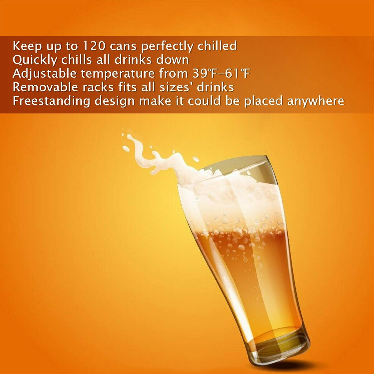 Gymax Réfrigérateur à boissons pour 120 canettes, mini-réfrigérateur pour bière, vin, soda et autres boissons