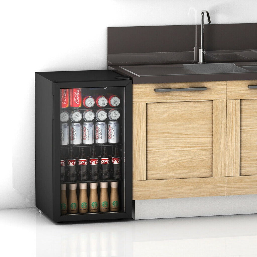 Gymax Réfrigérateur à boissons pour 120 canettes, mini-réfrigérateur pour bière, vin, soda et autres boissons