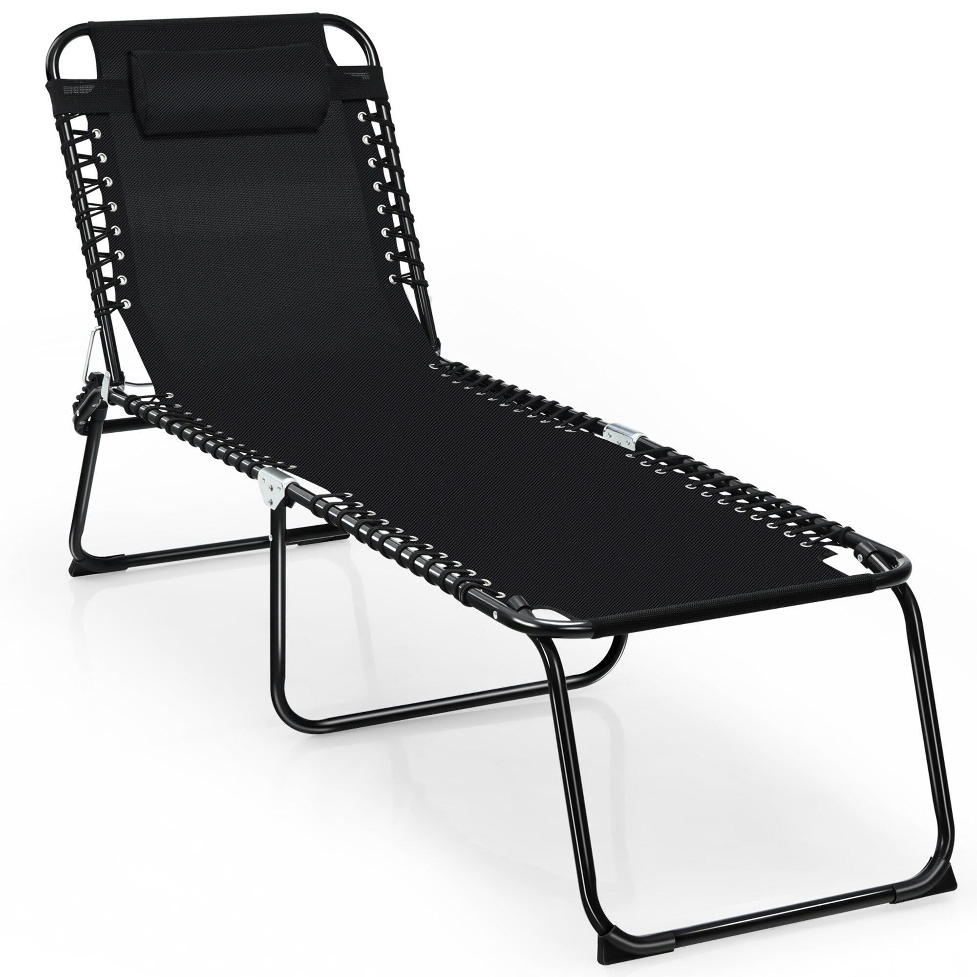 Chaise longue de plage pliante Gymax avec coussin, 4 positions
