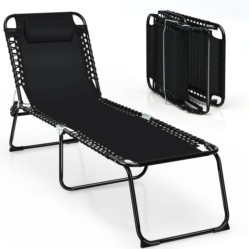 Chaise longue de plage pliante Gymax avec coussin, 4 positions