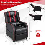 Fauteuil inclinable de jeu et de massage Gymax, canapé inclinable simple en cuir PU