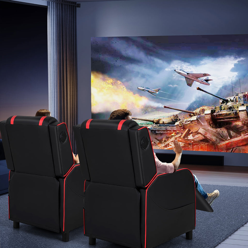 Fauteuil inclinable de jeu et de massage Gymax, canapé inclinable simple en cuir PU