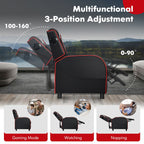 Fauteuil inclinable de jeu et de massage Gymax, canapé inclinable simple en cuir PU