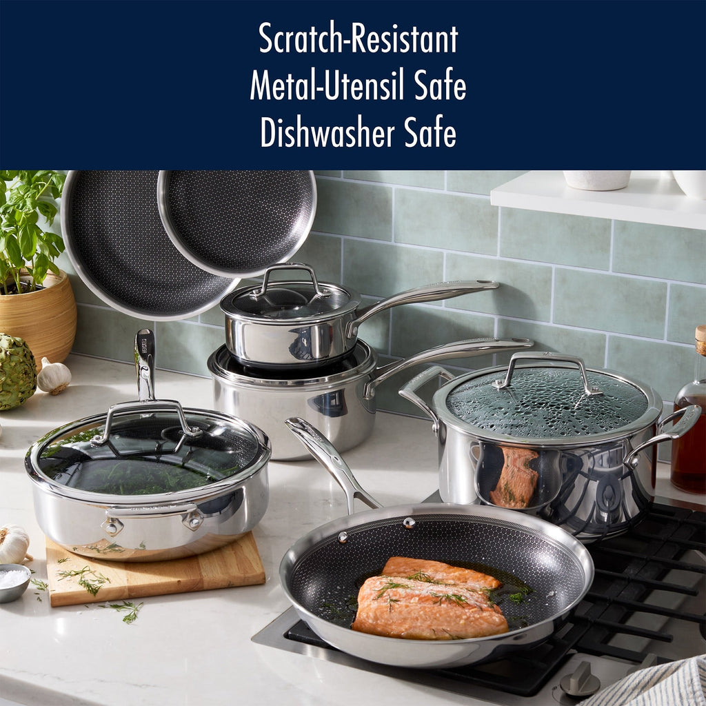 Ensemble de 3 poêles HENCKELS Paradigm avec pelle et cuillère de service offertes - 5 pièces