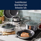 Ensemble de 3 poêles HENCKELS Paradigm avec pelle et cuillère de service offertes - 5 pièces