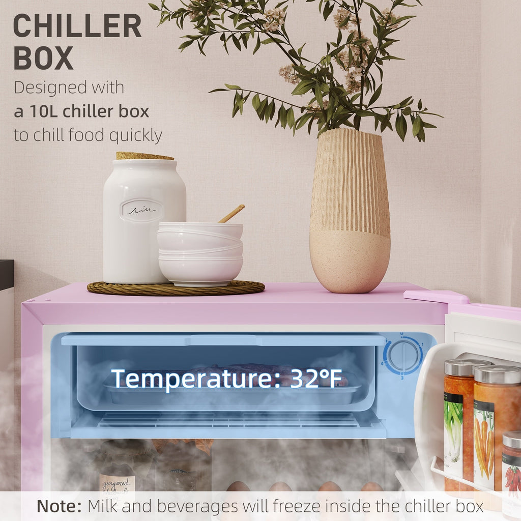 Mini réfrigérateur HOMCOM 3.2 pi³ avec congélateur, réfrigérateur compact à porte simple avec thermostat réglable pour chambre à coucher