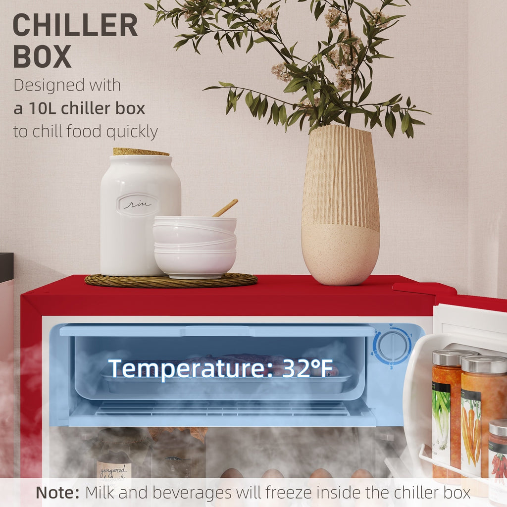Mini réfrigérateur HOMCOM 3.2 pi³ avec congélateur, réfrigérateur compact à porte simple avec thermostat réglable pour chambre à coucher