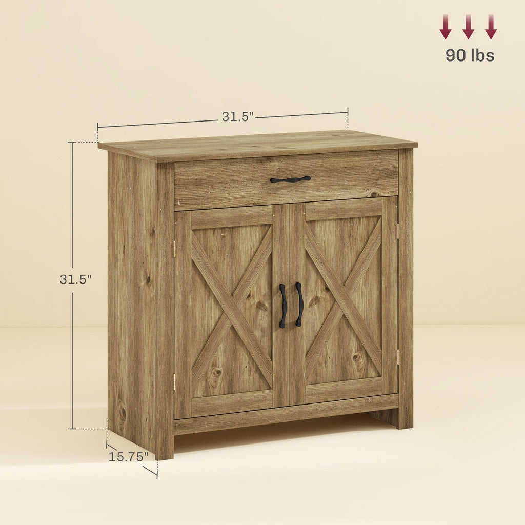 Buffet de rangement HOMCOM style porte de grange de ferme, 32 pouces, pour salon ou entrée, avec porte coulissante.
