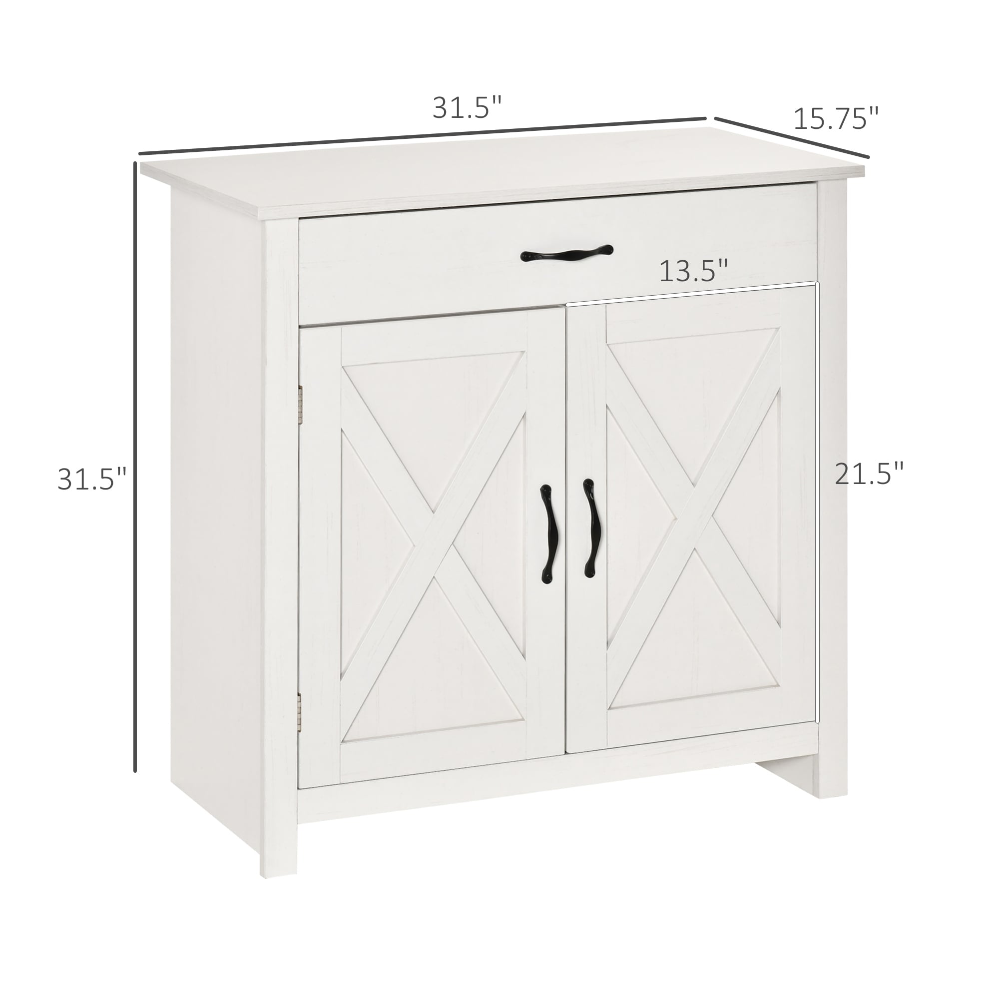 Buffet de rangement HOMCOM style porte de grange de ferme, 32 pouces, pour salon ou entrée, avec porte coulissante.