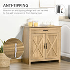 Buffet de rangement HOMCOM style porte de grange de ferme, 32 pouces, pour salon ou entrée, avec porte coulissante.