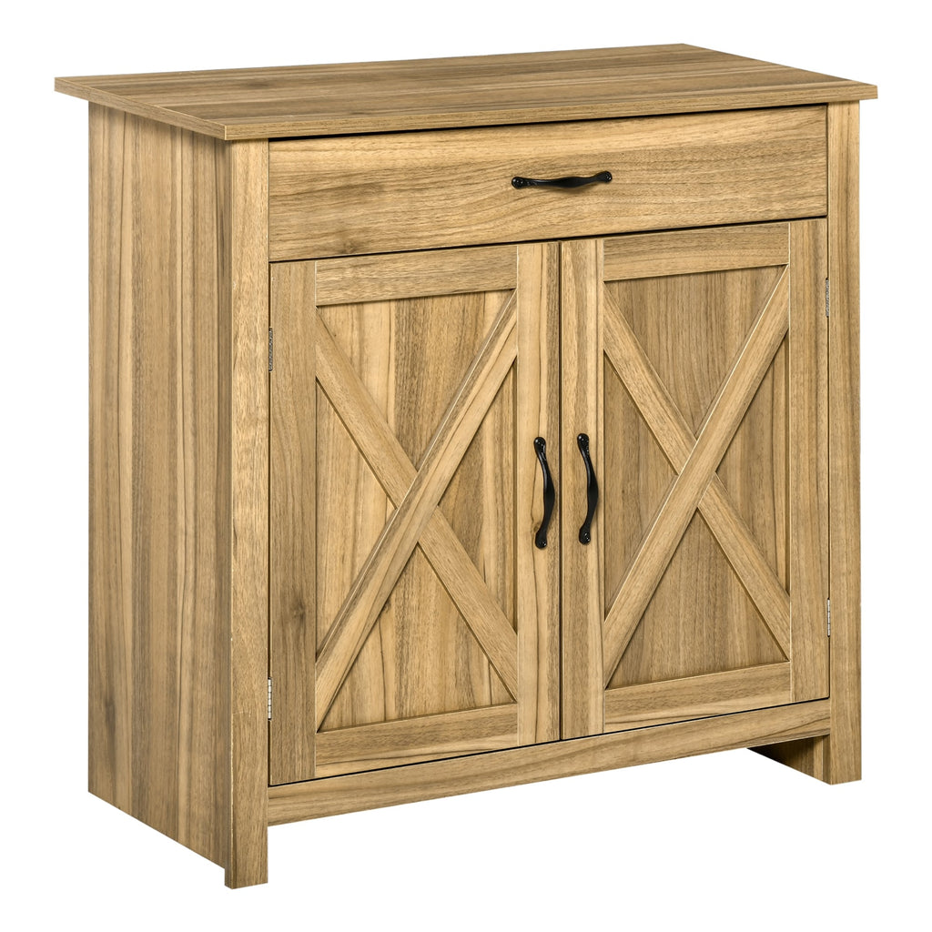 Buffet de rangement HOMCOM style porte de grange de ferme, 32 pouces, pour salon ou entrée, avec porte coulissante.