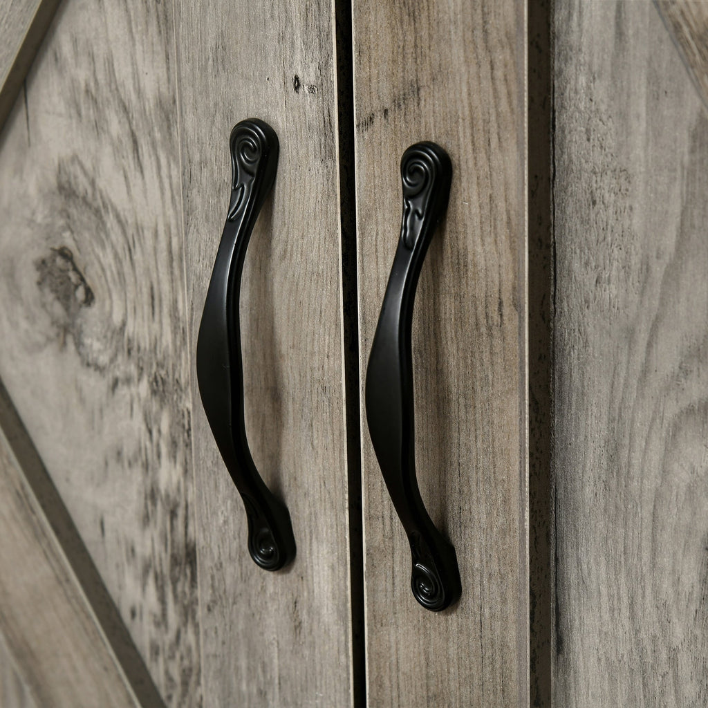 Buffet de rangement HOMCOM style porte de grange de ferme, 32 pouces, pour salon ou entrée, avec porte coulissante.