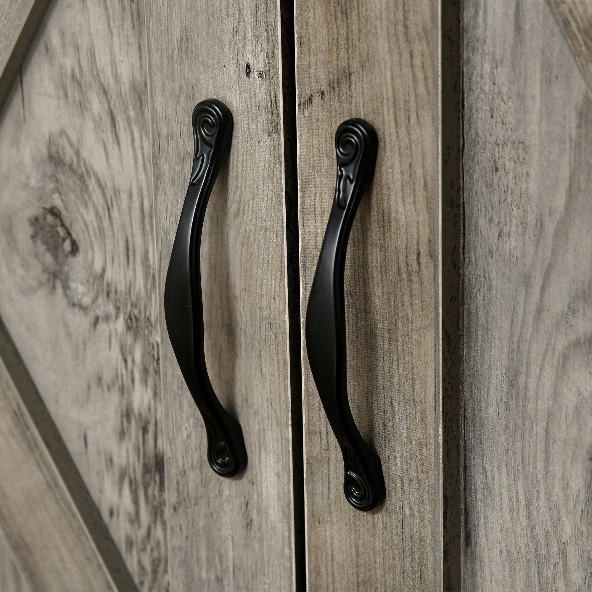 Buffet de rangement HOMCOM style porte de grange de ferme, 32 pouces, pour salon ou entrée, avec porte coulissante.