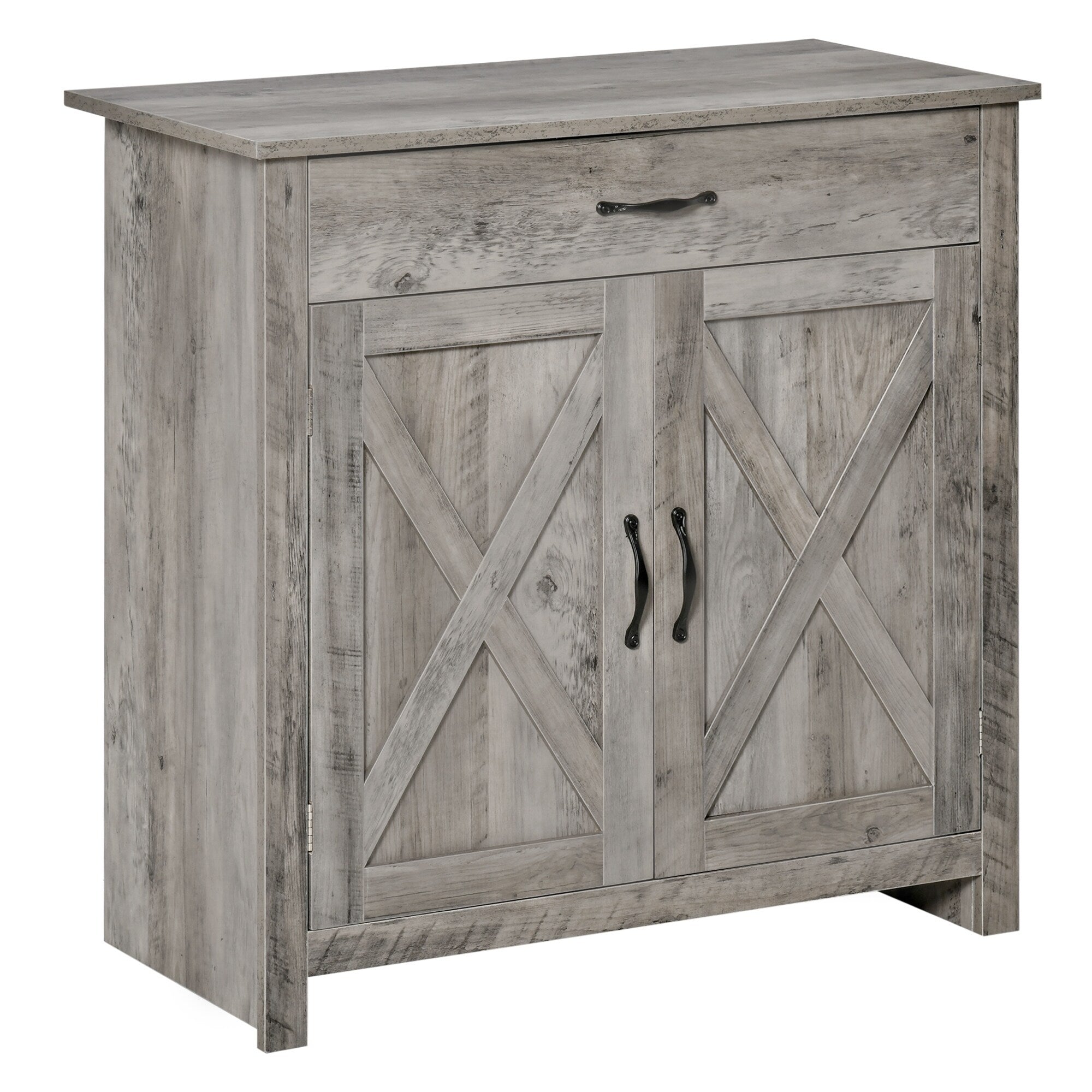 Buffet de rangement HOMCOM style porte de grange de ferme, 32 pouces, pour salon ou entrée, avec porte coulissante.