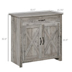 Buffet de rangement HOMCOM style porte de grange de ferme, 32 pouces, pour salon ou entrée, avec porte coulissante.