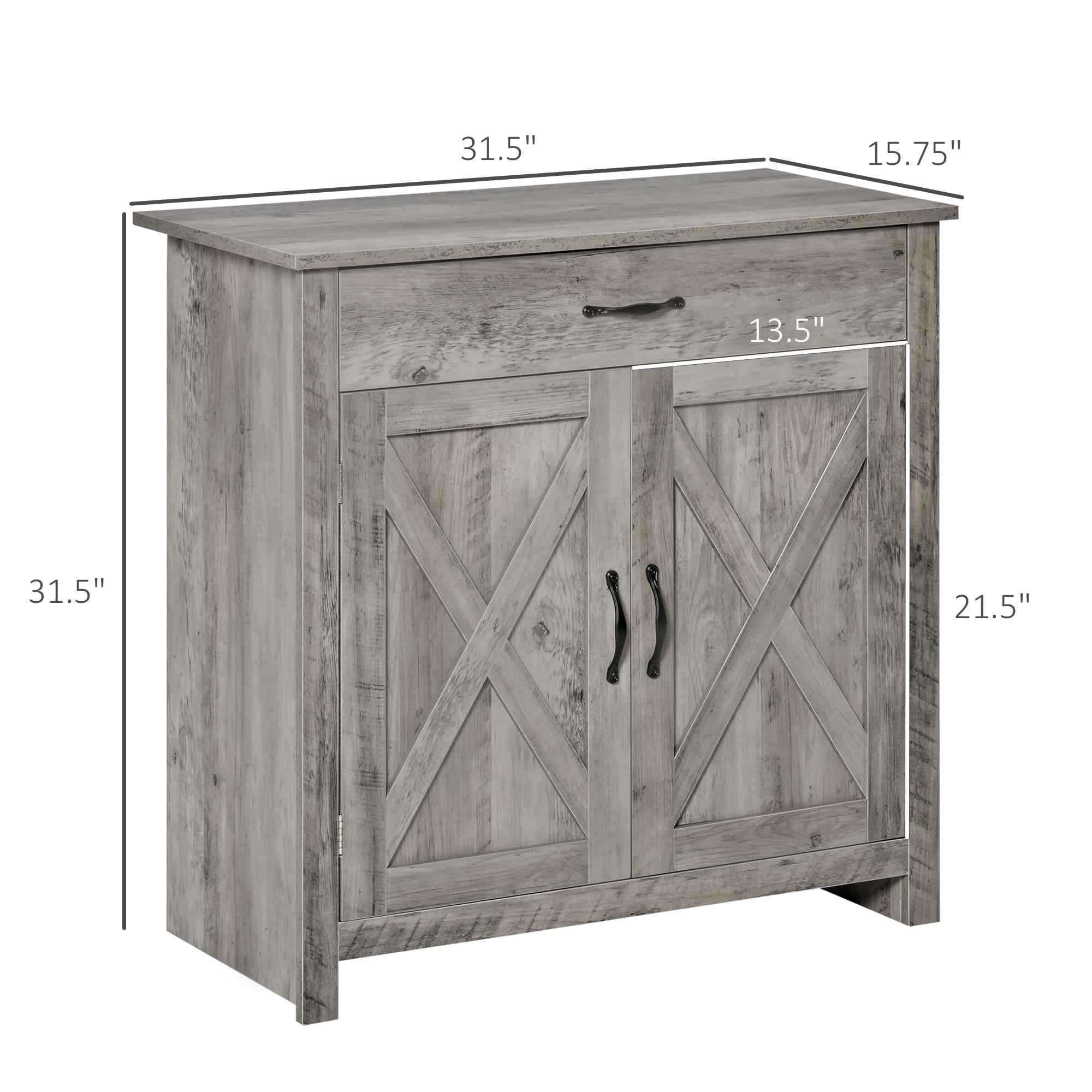 Buffet de rangement HOMCOM style porte de grange de ferme, 32 pouces, pour salon ou entrée, avec porte coulissante.