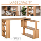 Bureau d'ordinateur moderne en forme de L pivotant avec étagères HomCom