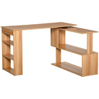 Bureau d'ordinateur moderne en forme de L pivotant avec étagères HomCom