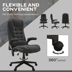 Fauteuil de bureau massant et vibrant HOMCOM à 6 points avec fonction chauffante, fauteuil de direction en velours à dossier haut inclinable.