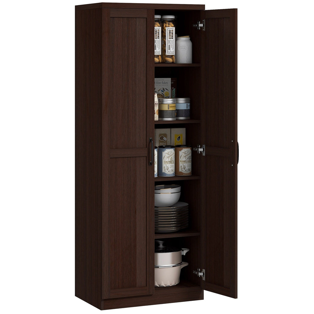 HOMCOM Étagère de rangement pour cuisine, armoire de rangement à 2 portes avec 5 niveaux de rangement et 2 étagères réglables pour salle à manger, 63 pouces