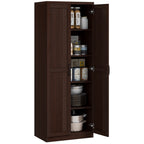 HOMCOM Étagère de rangement pour cuisine, armoire de rangement à 2 portes avec 5 niveaux de rangement et 2 étagères réglables pour salle à manger, 63 pouces
